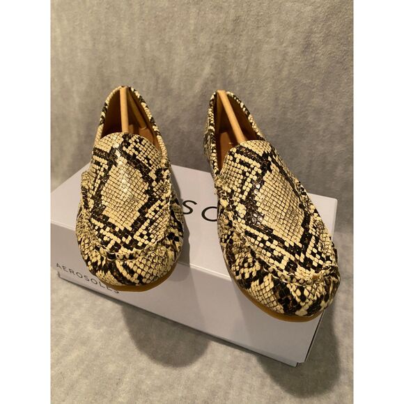 Womens Aerosoles Sz 5.5M Over Drive Loafer Natural Snake Print‎ Flats - Picture 4 of 8